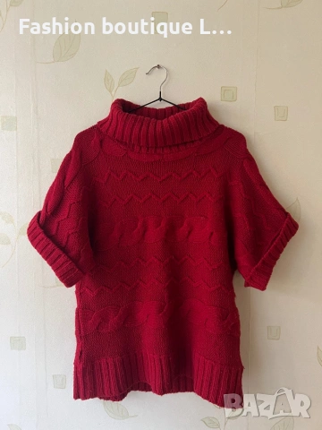 Червен пуловер 100% акрил L размер ❤️