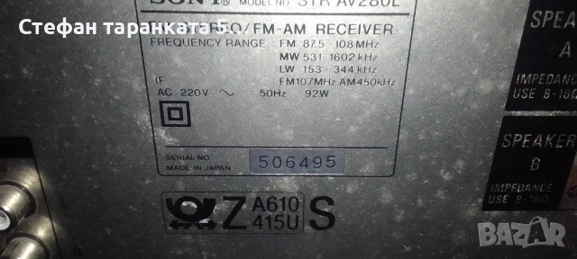 Усилвател със радио тунер Sony , снимка 8 - Ресийвъри, усилватели, смесителни пултове - 53265299