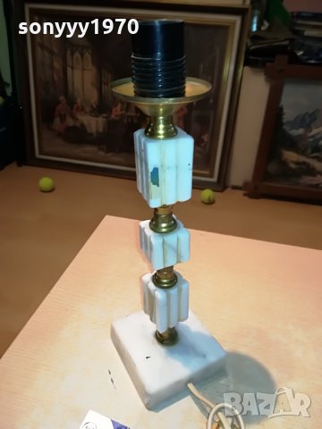 мараморна лампа-мед/месинг 40х11х11см 2206210822, снимка 4 - Антикварни и старинни предмети - 33294245