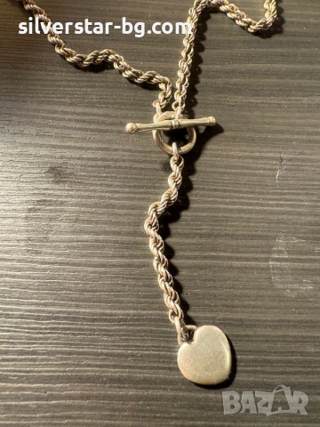 Сребърен синджир колие сърце, снимка 2 - Колиета, медальони, синджири - 53142392