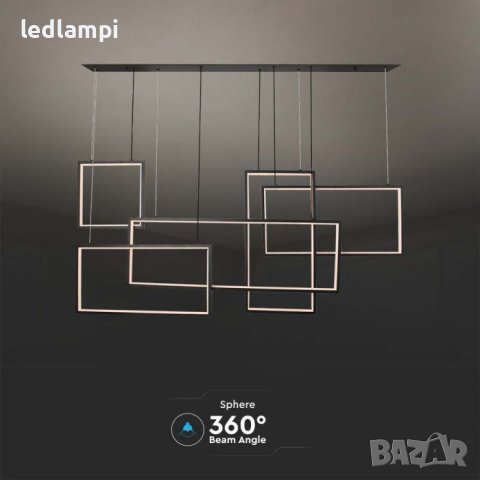 LED Полилей 45W Черен Топло Бяла Светлина, снимка 3 - Полилеи - 43732176