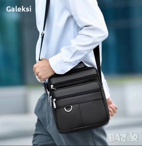 Мъжка делова и практична кожена чанта /Универсална-черна и кафява естест. кожа!, снимка 6 - Чанти - 53101893