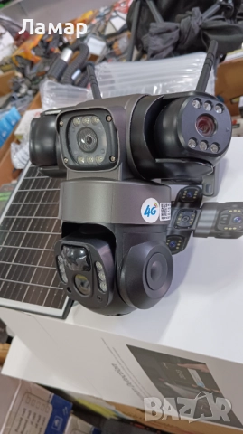Тройна соларна безжична въртяща камера 4G 12MP работи с СИМ SIM карта мобилни данни от тел. оп, снимка 6 - IP камери - 51596504