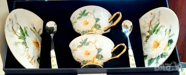 Комплект "Омайна роза" - чаши с лъжички за чай, кафе и капучино, снимка 6 - Сервизи - 35670012