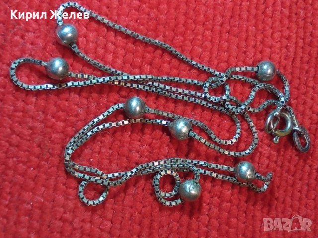 ПОСРЕБРЕНО СТАРО ФИНО ВИНТИДЖ АРТ КОЛИЕ от БЛАГОРОДНА НЕРЪЖДАЕМА СТОМАНА с ПЕЧАТ 925 ЛАНЧЕ 40047