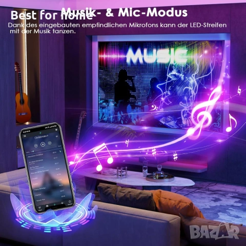 HOVVIDA LED лента 5 м, 30 светодиода/метър, 1 x 5 м, 150 светодиода, RGB LED лента , снимка 4 - Лед осветление - 53475928