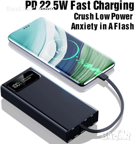 Power Bank 27 000 mAh – Бързо зареждане, Вградени кабели, LED дисплей, снимка 5 - Безжични зарядни - 52967230
