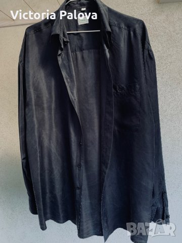 Риза кралска коприна цвят графит, снимка 4 - Ризи - 37628391