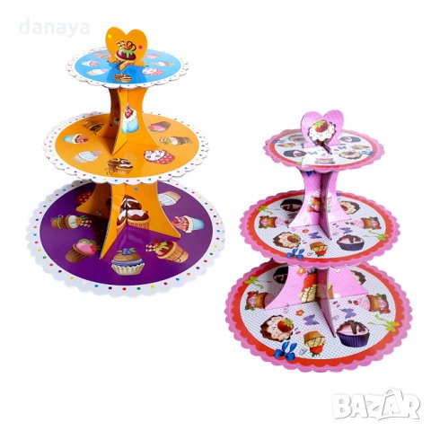 1390 Триетажна поставка за мъфини и сладки от картон