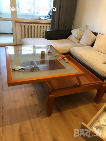 холна маса от дърво с повдигащ механизъм на плота, снимка 2 - Маси - 52902919