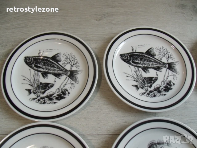 № 8071 комплект 9 броя стари порцеланови чинии - COLDITZ  - илистрюцация - риби - печат / маркировка, снимка 2 - Други ценни предмети - 50477989
