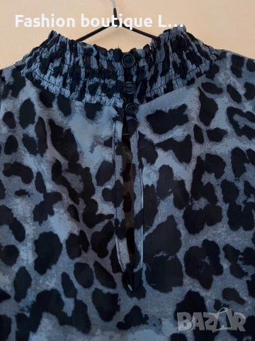 Тигрова ефирна блуза тип поло в тъмно сив цвят 🩶, снимка 6 - Блузи с дълъг ръкав и пуловери - 52166596