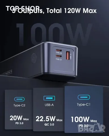 Външна батерия EnergyQC 120W 27000mAh Power Bank USB C 3-Port 99.9Wh PD, снимка 2 - Външни батерии - 49340617