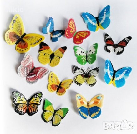 ядивни ядливи пеперуди вафлена хартия пъстроцветни за консумация украса на торта и мъфини, снимка 3 - Други - 26857504