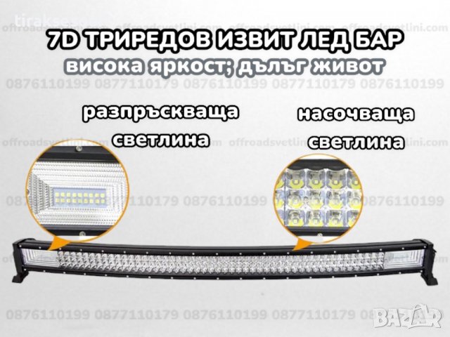 7D ИЗВИТ LED BAR 900W 132CM ЛЕД БАР За Джип Камион Микробус, снимка 2 - Аксесоари и консумативи - 39653014