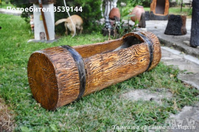 Градински кашпи от щампован бетон имитиращи дърво, снимка 14 - Саксии и кашпи - 38585503