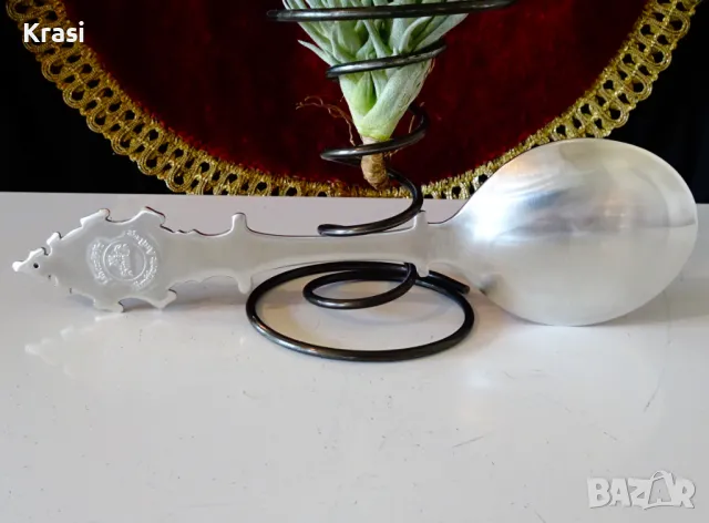 Лъжица от калай 94 г.,замък,калаена сватба. , снимка 7 - Антикварни и старинни предмети - 49664515