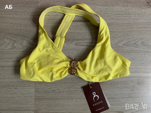 Жълт бански с висока талия от 2 части, снимка 3 - Бански костюми - 37598556