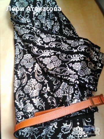 За модерен външен вид-панталон в черно и сребристо сиво с коланче ,внос от Италия, снимка 6 - Панталони - 28533350
