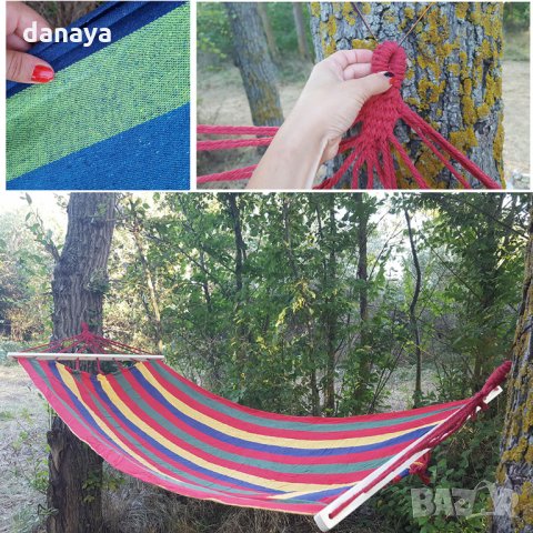 2230 Градински хамак от плат хамак люлка за къмпинг градина 195x77cm, снимка 4 - Градински мебели, декорация  - 33075420