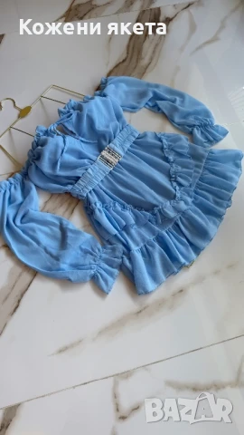 Шифонени рокли с ръкав и колан