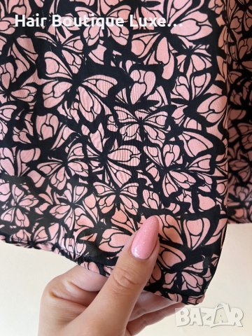 H&M Сатенена блуза с къс ръкав широк модел 🖤, снимка 5 - Тениски - 44045421
