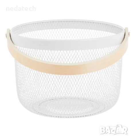 Метална кръгла кошница, Бял, Ø25x17.5см.