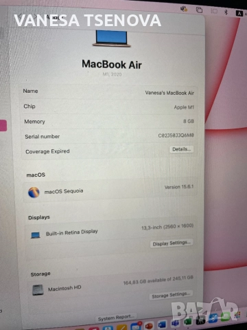 Apple Macbook Air 2020 M1, снимка 7 - Лаптопи за работа - 52910297