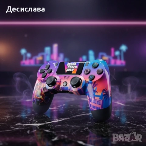 Безжичен джойстик за PS4 с тъчпад, вибрация и LED осветление – FC25 / GTA дизайн, снимка 5 - Друга електроника - 53137387