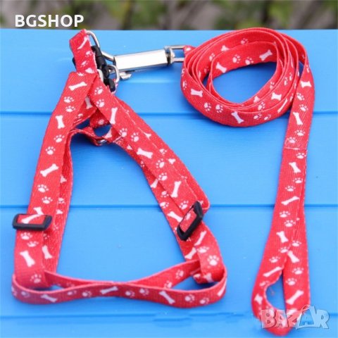 Нагръдник и повод за куче или котка 2 в 1 - Червен, снимка 2 - За кучета - 26292845