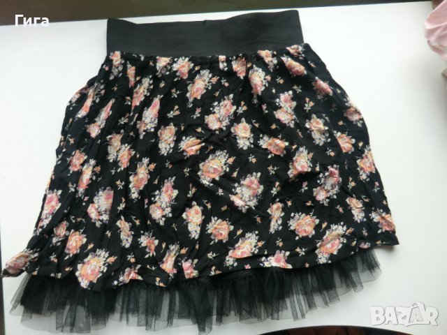 черна пола на рози с тюл Amisu, снимка 1