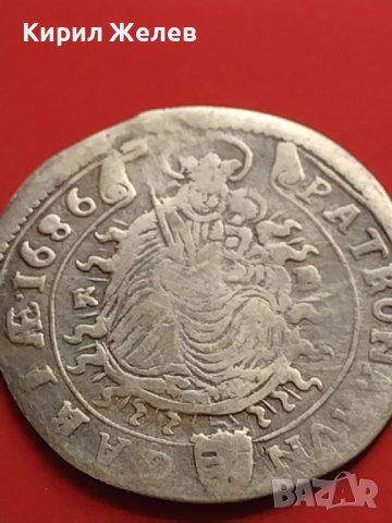 Сребърна монета 15 кройцера 1686г. Леополд първи Кремниц Унгария 29773, снимка 7 - Нумизматика и бонистика - 42984847