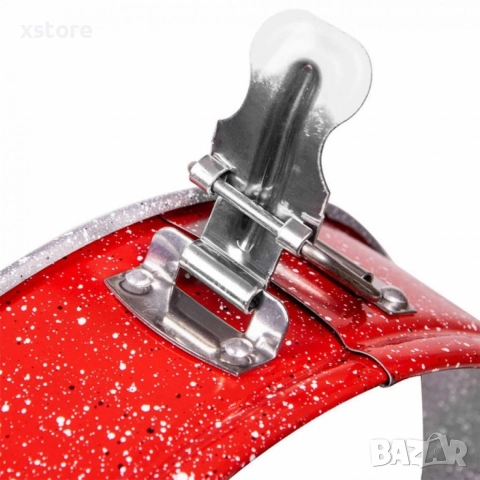 Форма за печене-ринг, 18*6.8см. Червен меланж /въгл.стомана, мрам.покр., снимка 2 - Форми - 52712777