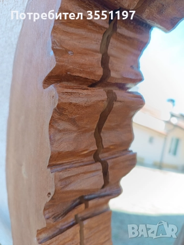 ОГЛЕДАЛО с масивна дървена рамка от дънер с жив вътрешен и външен ръб, снимка 4 - Огледала - 51789433