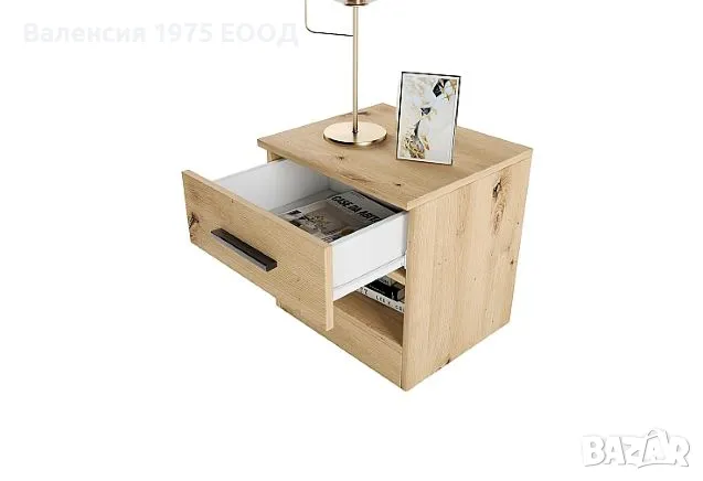 Нощно шкафче Сити 3007 дъб артисан или комбинация мока/ лате, снимка 3 - Шкафове - 47360690