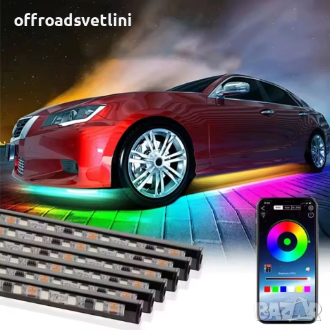 RGB LED Ленти за Под Купето на Автомобил APP 90/120 см Neon 12V, снимка 2 - Аксесоари и консумативи - 52827973