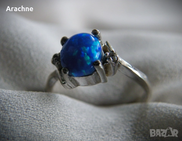 Сребърен пръстен с естествен опал, снимка 4 - Пръстени - 23452669