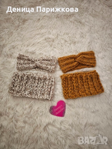 Ръчно плетен комплект лента за глава и снуд шал  модел Ариа в 5 размера, снимка 2 - Шалове - 52622415