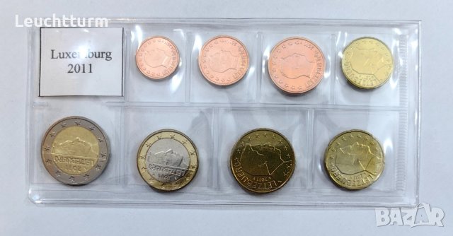 Пълен сет евромонети Люксембург 2011 г. от 1 цент до 2 евро