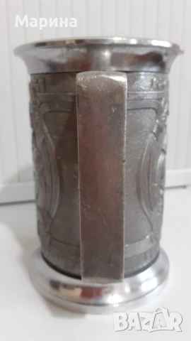 Антична бирена халба от калай 500 мл,  Antik*Vintage #61, снимка 3 - Антикварни и старинни предмети - 53393799