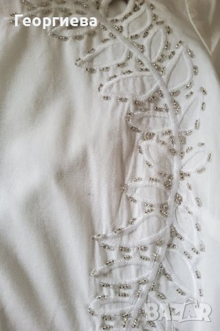 Бяла памучна риза с декорации, снимка 7 - Ризи - 37890370