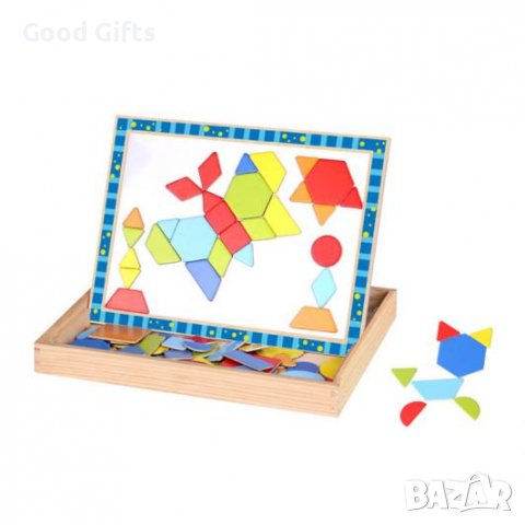 ДЪРВЕНА МАГНИТНА ДЪСКА ГЕОМЕТРИЧНИ ФИГУРИ