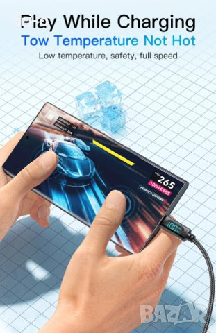 Essager Type C към Type C кабел 100W PD зарядно за бързо зареждане с Led дисплей, снимка 6 - USB кабели - 43266285