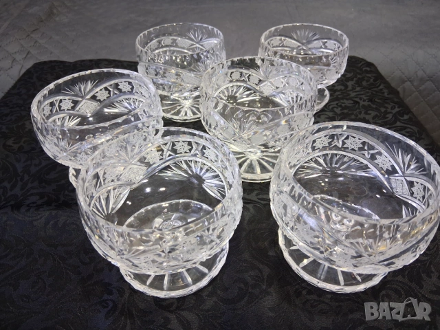 Кристални чаши за мелба/десерт 6бр, снимка 2 - Сервизи - 53516634