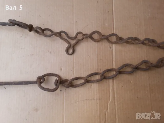 Стара верига за огнище от ковано желязо , здрава, снимка 3 - Антикварни и старинни предмети - 50326998