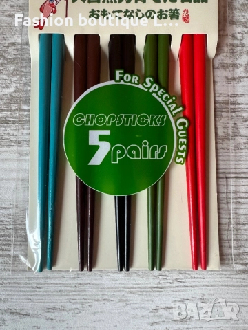 Нов комплект от 5 чифта клечки за суши в различни цветове с изрисувани детайли по тях ❤️, снимка 4 - Прибори за хранене, готвене и сервиране - 52413691