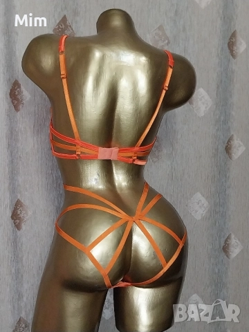 М Предизвикателно боди в оранжево с отворено дъно , снимка 7 - Бельо - 52242099