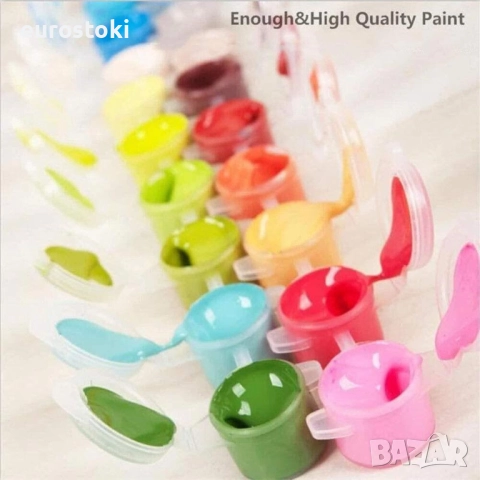 Pujeknm Комплект от 4 броя платно с рамка  за рисуване по номера със сладки животни за възрастни , снимка 6 - Картини - 52514916