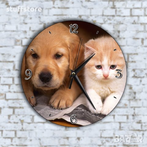 Стенен Часовник - Сладко Бебе Куче и Коте Котенце и Кученце, снимка 1
