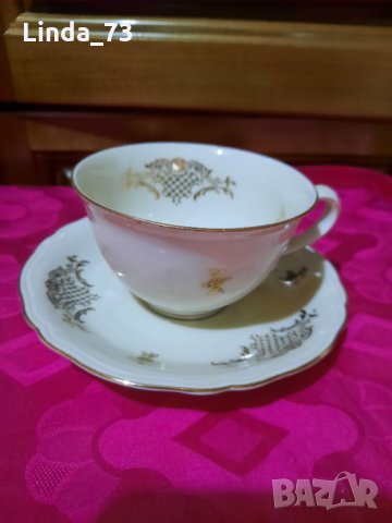 Чашка+чинийка за чай-кост.порцелан-"Bavaria"-маркирани. Внос от Германия.